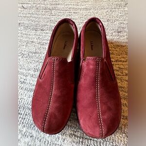 LL Bean Slip On Shoes Womens Size 6.5 bunt orange Suede Comfort Mocs